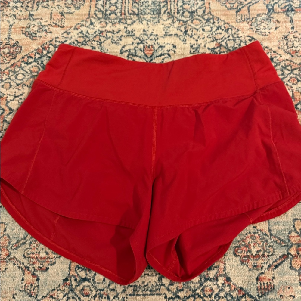 Lululemon Athletica Vibrant Red Speed-Up Shorts